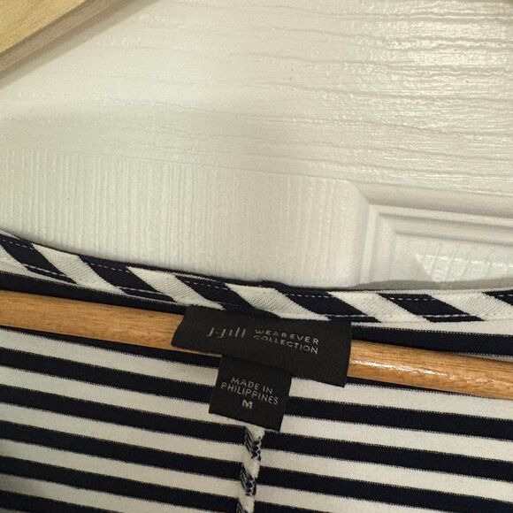 J. Jill Navy And White Stripe Maxi Dress Size Medium - Picture 5 of 7